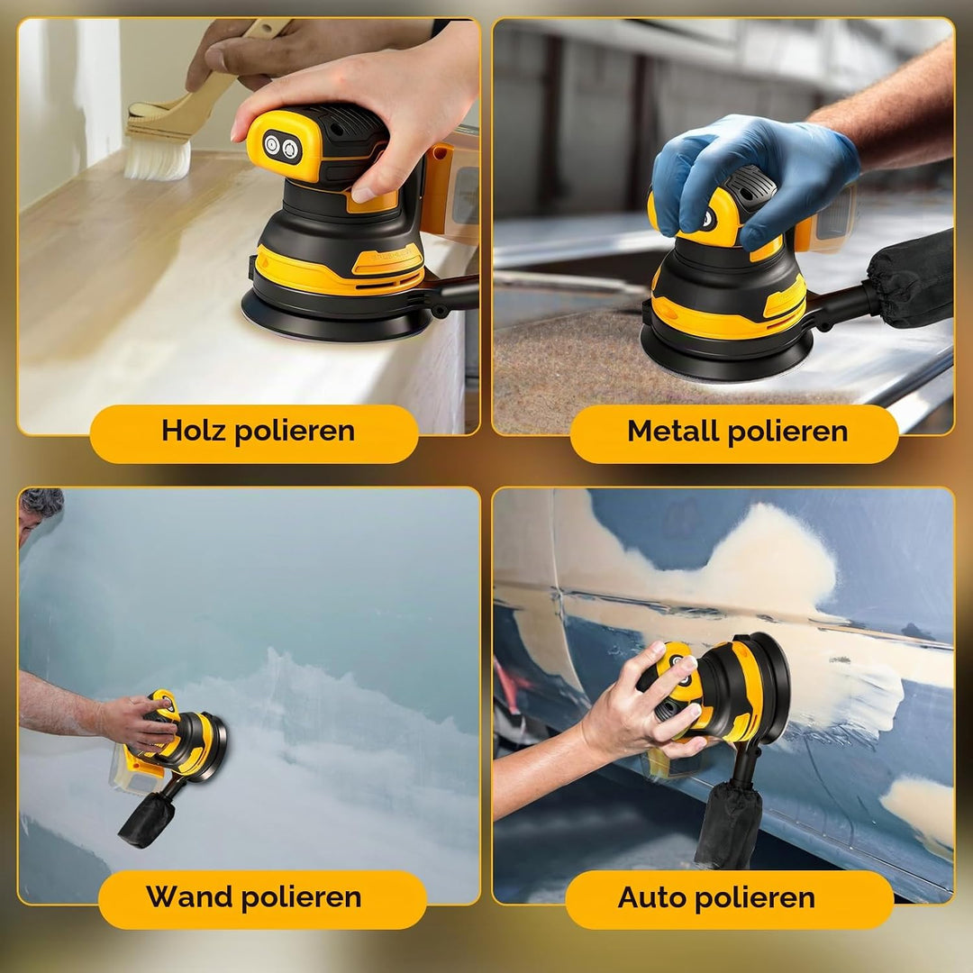 Exzenterschleifer, Akku-Rundschleifer kompatibel mit 18V 20V DEWALT Akkus, bürstenloser Motor, 11000
