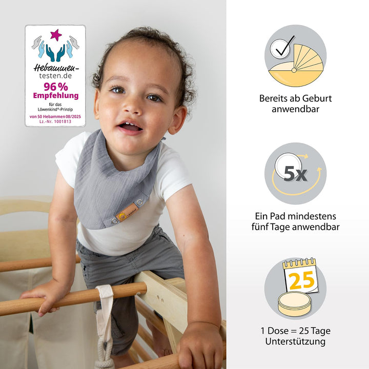 LÖWENKIND Gute-Nacht-Set für Einschlafprobleme bei Babys und Kindern Natürliche Kräuterpads ohne Zus