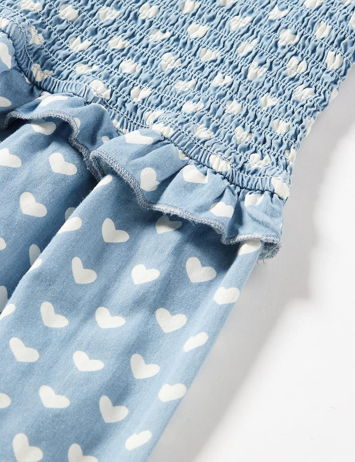 Hatley Mädchen Gesmokter Strampler Overalls 5 Jahre Chambray-herzen, 5 Jahre Chambray-herzen