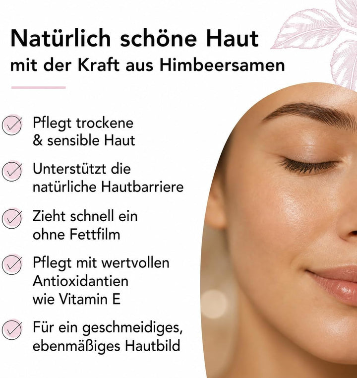 Himbeersamenöl – 100% rein & kaltgepresst – Natürliches Pflegeöl für Gesicht, Haare & Körper von JUN