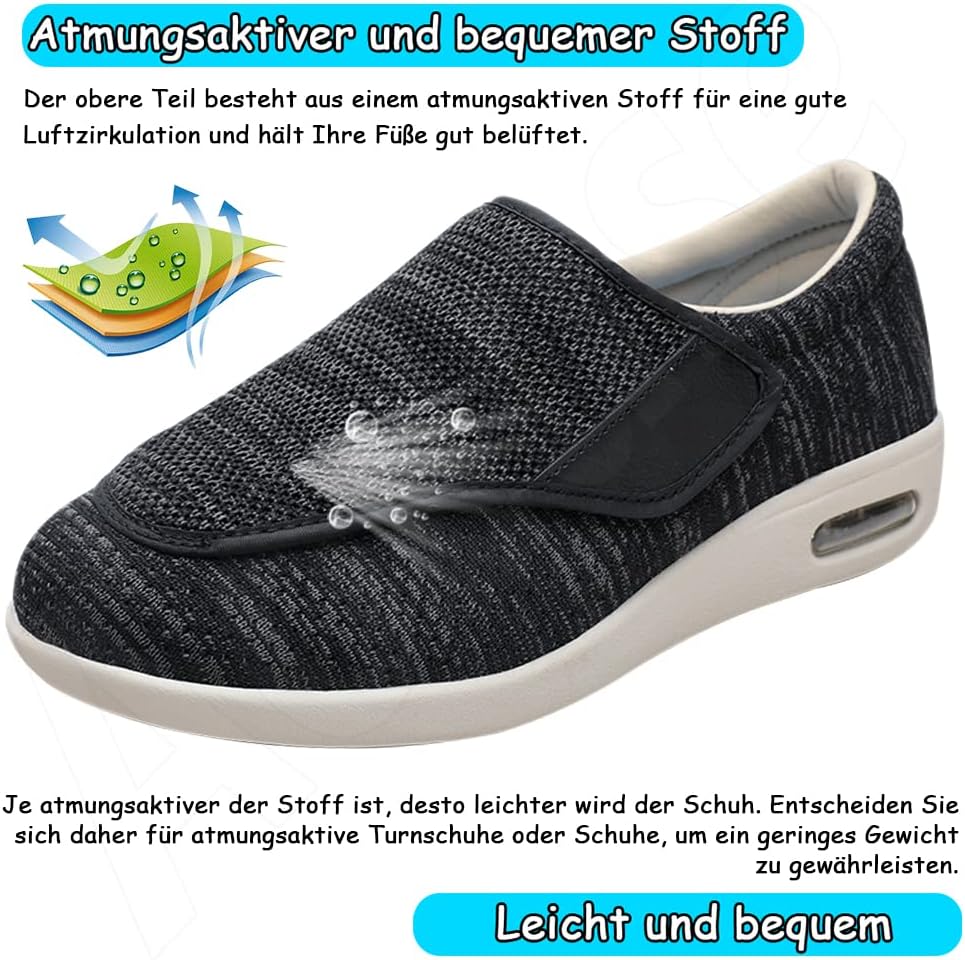 Aocase Diabetiker Schuhe für Geschwollene Füsse Senioren Schuhe Mit Klettverschluss rutschfest Atmun