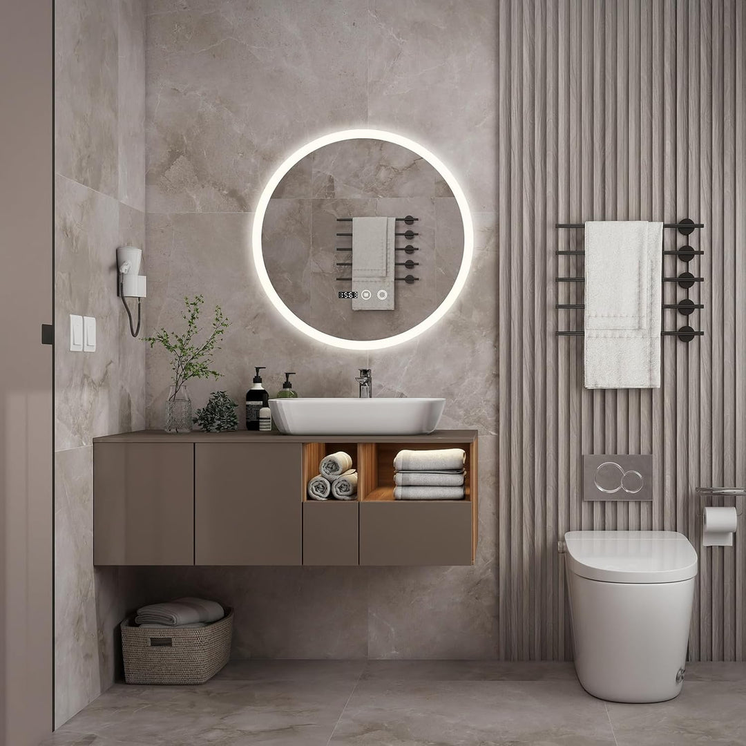 YU YUSING Badspiegel LED Rund Badezimmerspiegel mit Beleuchtung 50x50cm, 3 Lichtfarbe Einstellbare,