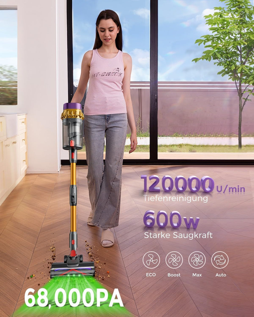 C10 EVO Kabelloser Staubsauger, 68 kPa / 600 W / 70 Minuten mit automatischem Modus, selbsttragendes