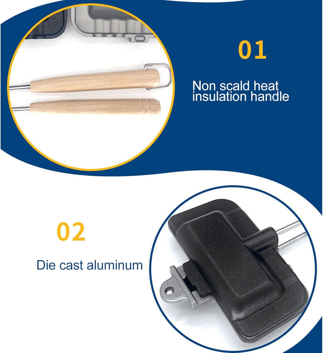 Sandwichmaker für Camping, Antihaft Grillpfanne, Doppelseitige Bratpfanne für Sandwich, Panini und T