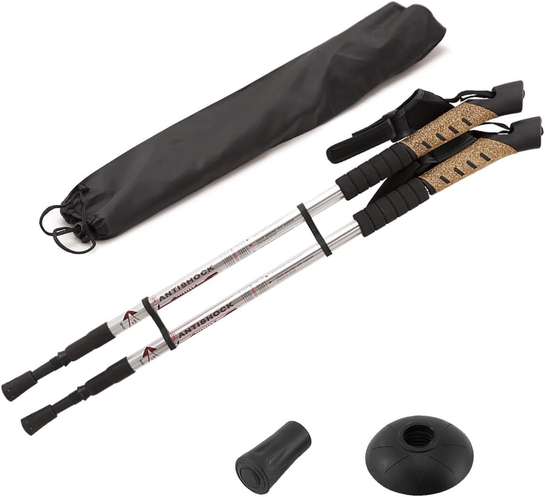 MidGard Nordic Walking Stöcke Teleskop Antischock Wanderstöcke aus Aluminiumlegierung mit Korkgriff