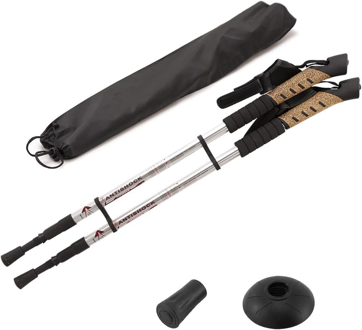 MidGard Nordic Walking Stöcke Teleskop Antischock Wanderstöcke aus Aluminiumlegierung mit Korkgriff