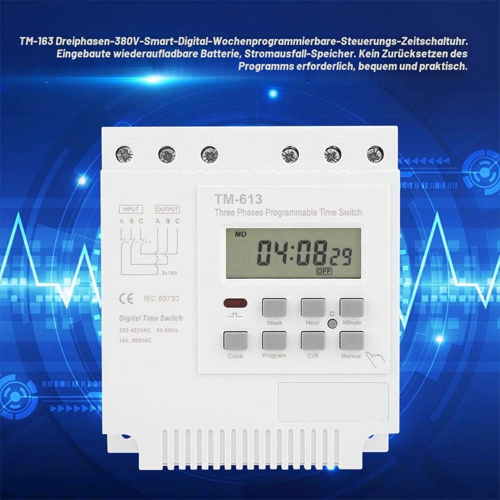 Ailao Zeitrelais 380V TM-163 Dreiphasig Smart Digital Zeitrelais Weekly Programmable Control Power T