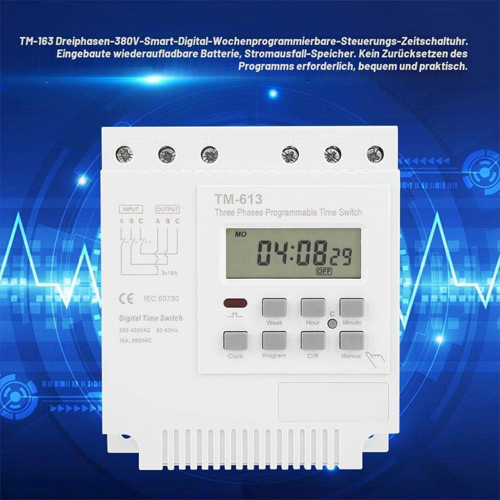 Ailao Zeitrelais 380V TM-163 Dreiphasig Smart Digital Zeitrelais Weekly Programmable Control Power T