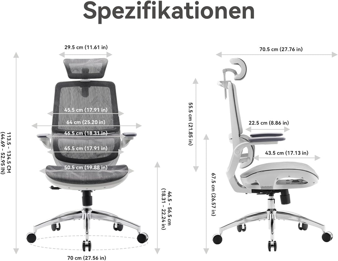 SIHOO M59AS Ergonomischer Bürostuhl mit 3D-koordinierbaren, hochklappbaren Armlehnen, Doppelsitzlehn