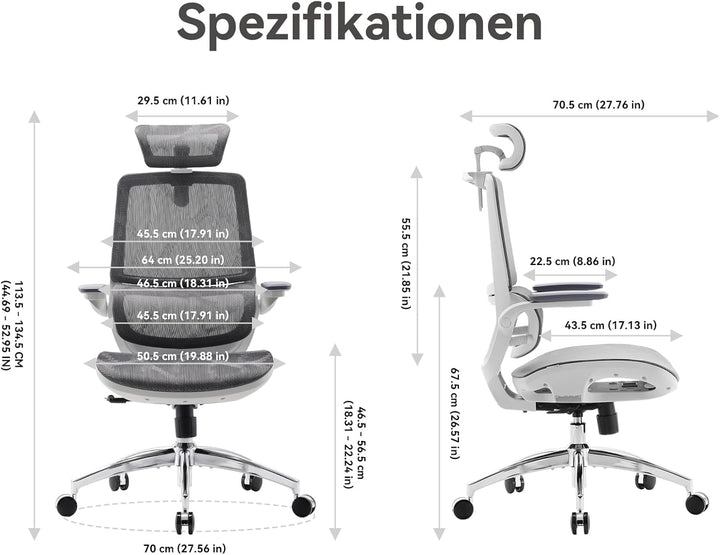 SIHOO M59AS Ergonomischer Bürostuhl mit 3D-koordinierbaren, hochklappbaren Armlehnen, Doppelsitzlehn