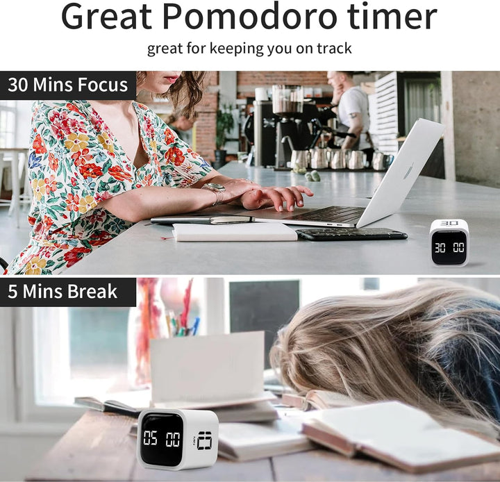Productivity Timer, Pomodoro Timers Cube Timer Würfel, Flip Schwerkraft Sensor, Stumm,Vibriert und T