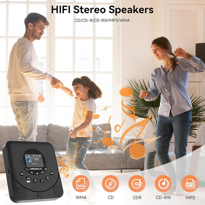 MONODEAL CD Player Tragbar mit TFT Display und Sleep Timer, Integriertes FM-Radio, 2025 Tragbarer CD