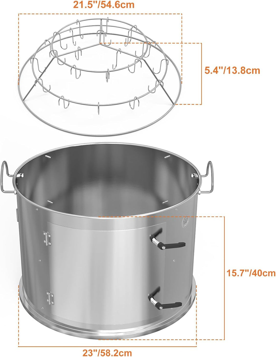 Onlyfire Edelstahl-Räucherkammer-Mittelkochsystem für Weber 57 cm Kugel-Holzkohlegrill (Ring+Speck-A