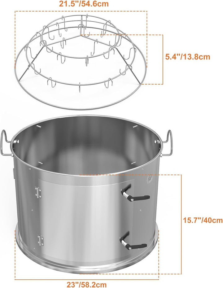 Onlyfire Edelstahl-Räucherkammer-Mittelkochsystem für Weber 57 cm Kugel-Holzkohlegrill (Ring+Speck-A