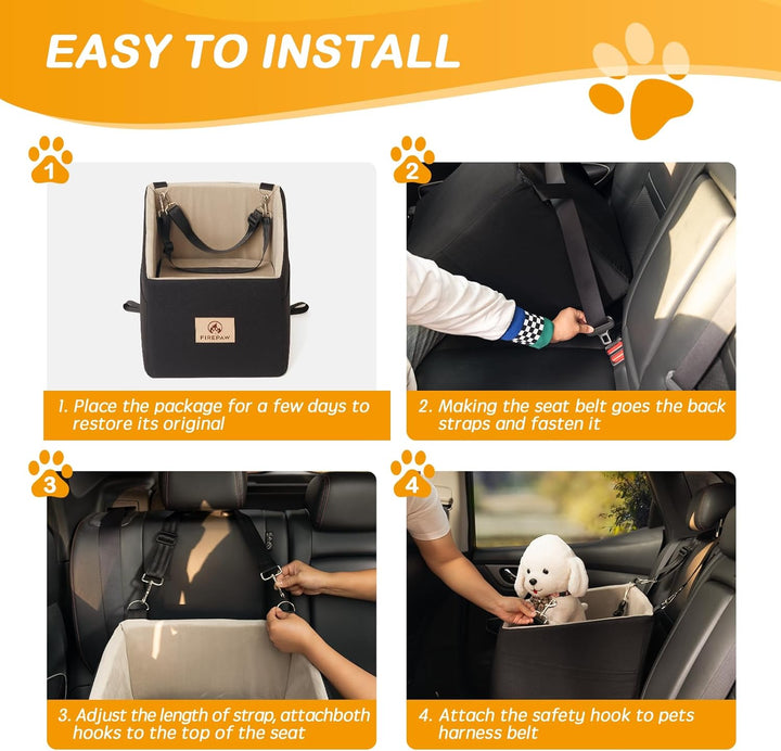 firepaw Car Dog Seat, Auto-Hundesitz für kleine Hunde, Booster Hundesitz mit waschbarem, abnehmbarem