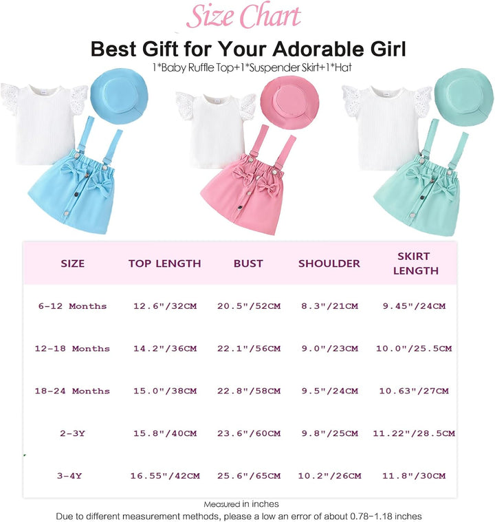 Kleinkind Baby Mädchen Rüschen Hosenschlitz Kurzarm Geripptes Oberteil + Schleife Strapsrock Overall