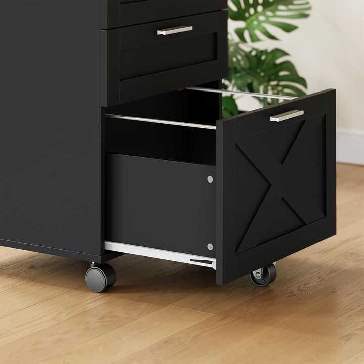 Litake Schubladenschrank, Rollcontainer, mobiler Aktenschrank, Metallschrank, Druckertisch, abschlie