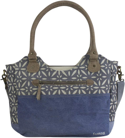 Sunsa Damen Nachhaltige Handtasche aus recycelte Jeans Canvas & Leder. Vintage Still grosse Schulter