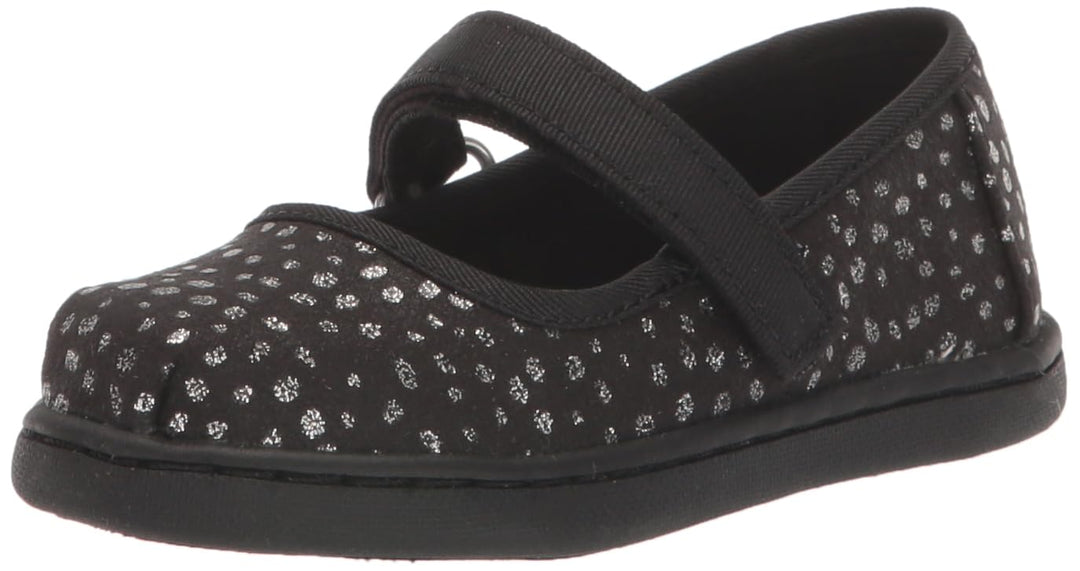 TOMS Mädchen Tiny Mary Jane Sneaker 19.5 EU Black Foil Dot Microfiber, 19.5 EU Black Foil Dot Microf