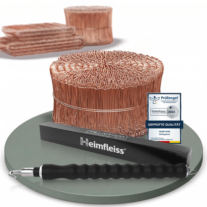 Heimfleiss® Drillapparat Driller + verkupfertem Rödeldraht 1,0 x 100-160 mm (1000 Stk) - hochwertige