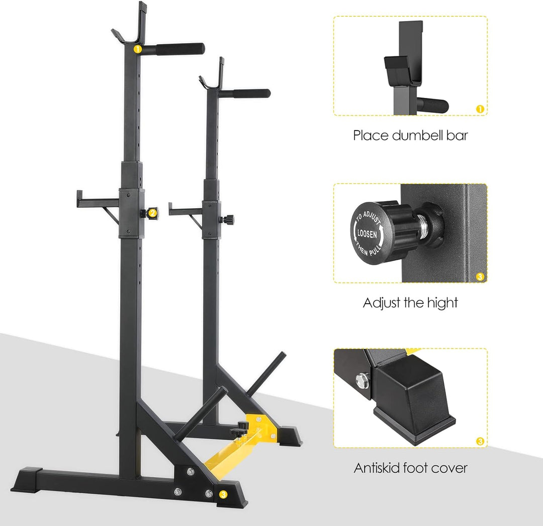 Squat Rack Hantelständer, verstellbare Langhantelablage höhenverstellbar, Multifunktione Kniebeugens