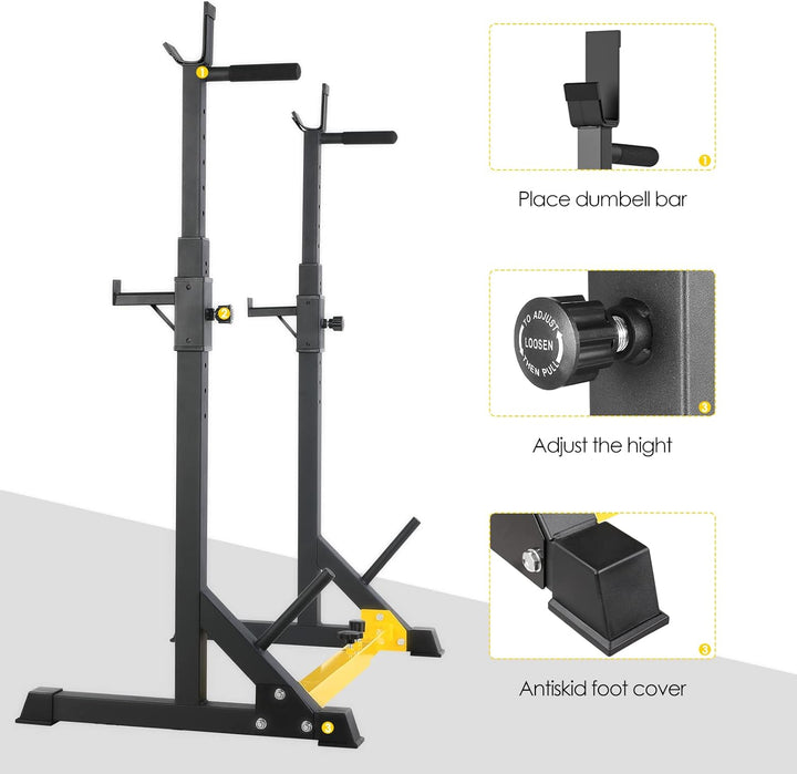 Squat Rack Hantelständer, verstellbare Langhantelablage höhenverstellbar, Multifunktione Kniebeugens