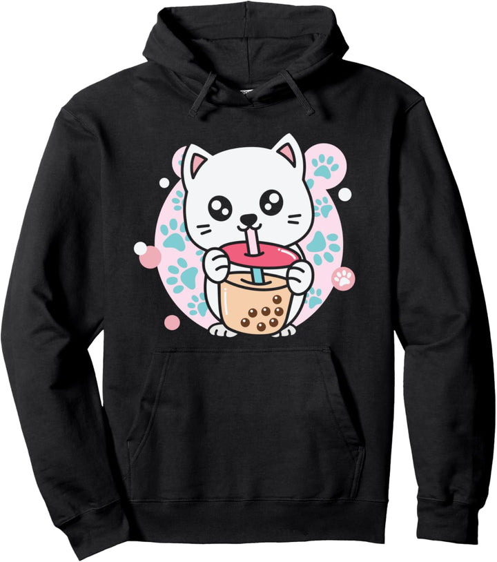 Katze Boba Teeblase Kawaii Anime Neko Katze Pullover Hoodie