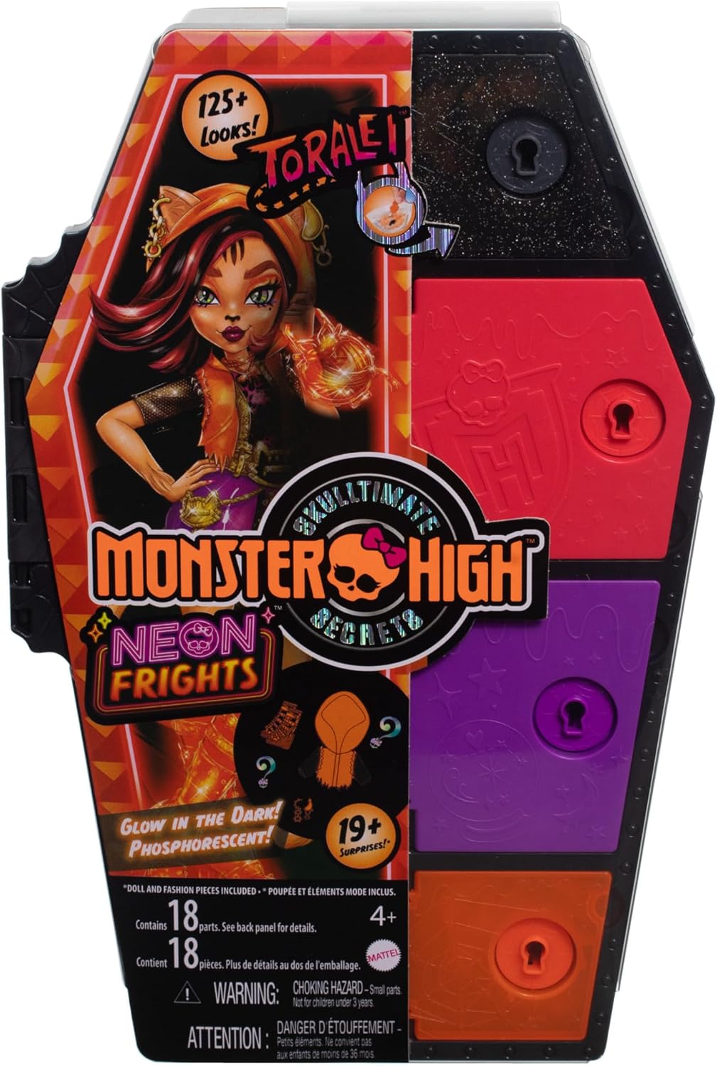 Monster High Skulltimate Secrets Toralei Stripe Puppe - Leuchtender Spind mit über 19 bunten Überras