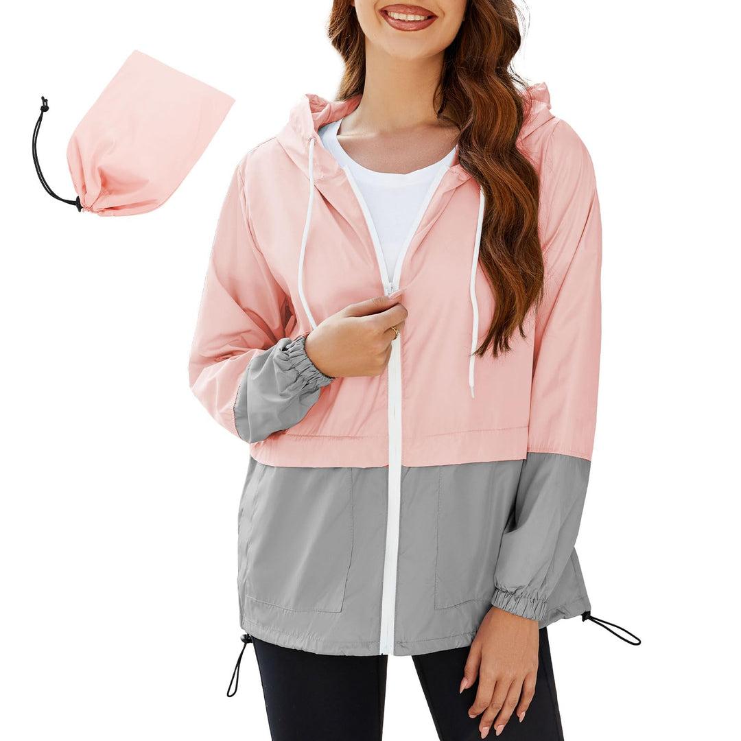 PONCEAU Regenjacke Damen Wasserdicht Windbreaker Atmungsaktiv bergangsjacke Regencape Leichte Jacke