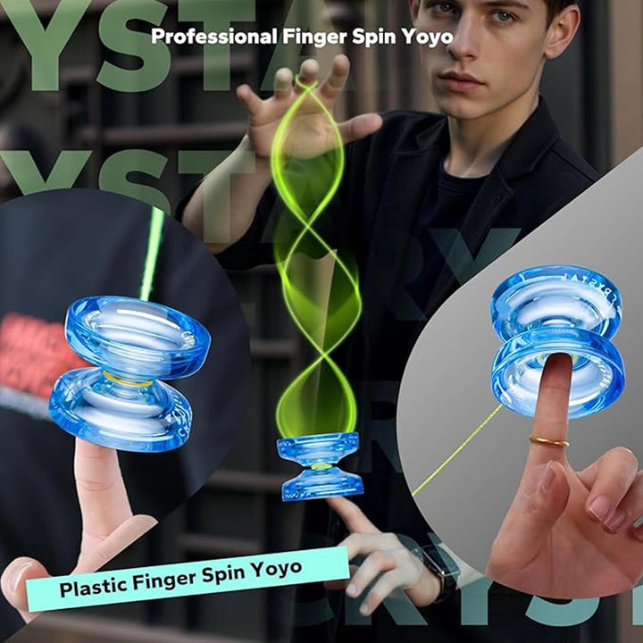 Reaktionsfähiges JoJo für Kinder K2 Crystal Blue, Kunststoff JoJo, professionelles Yoyo mit Nicht re