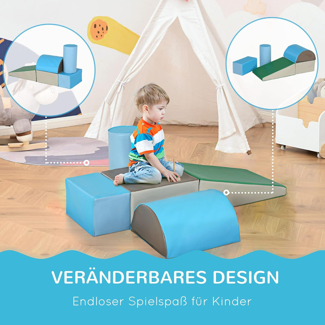 HOMCOM 5 TLG. Schaumstoff Bausteine Kinder Softbausteine Klettern Bauklötze Weiche Schaumstoffbauste