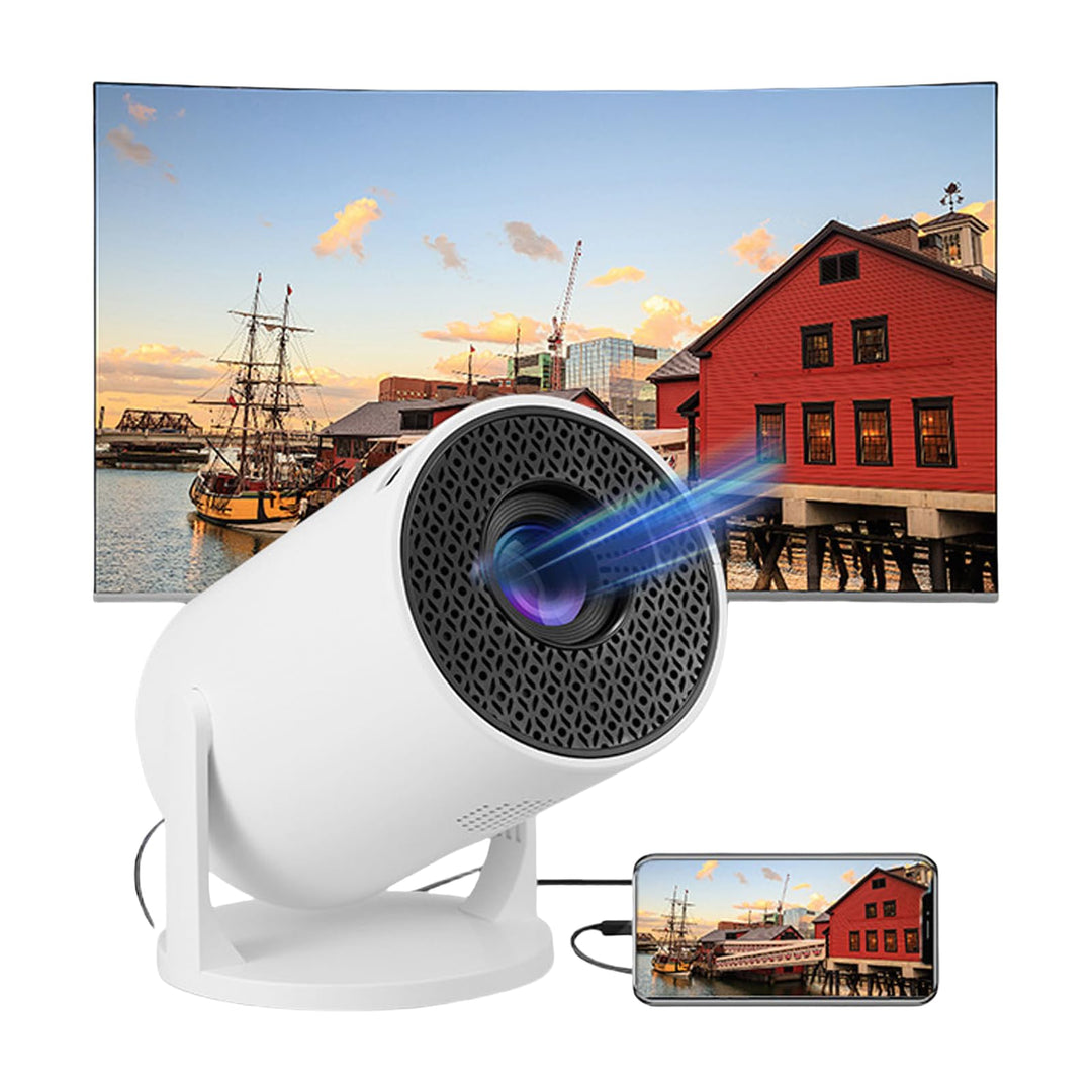 Outdoor Projektor mit WLAN und Bluetooth, Tragbarer 1080P Full HD 4K-Videoprojektor mit Fernbedienun