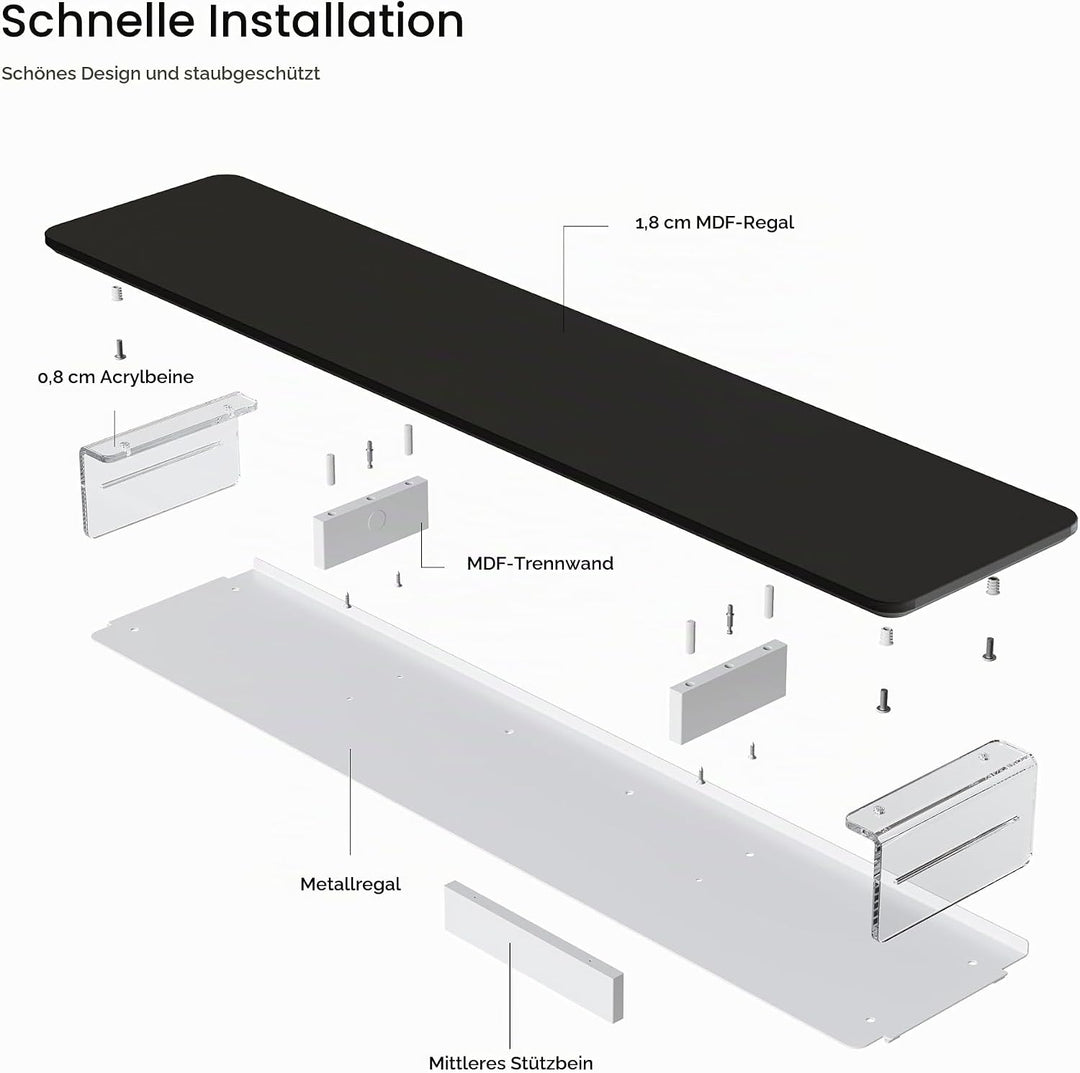 Fenge Acryl Monitorständer Riser 108cm, Grosser Dual monitorständer mit Metallregal, Schreibtisch Zu