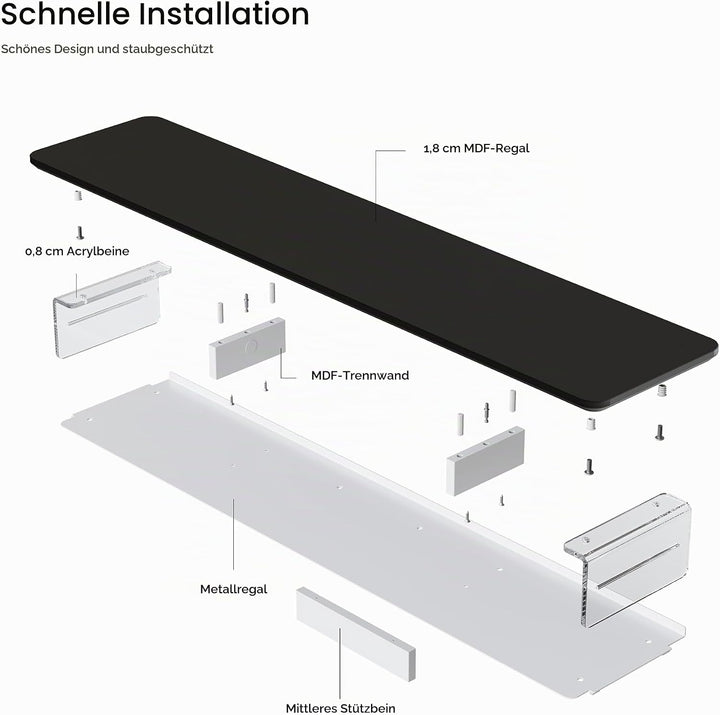 Fenge Acryl Monitorständer Riser 108cm, Grosser Dual monitorständer mit Metallregal, Schreibtisch Zu
