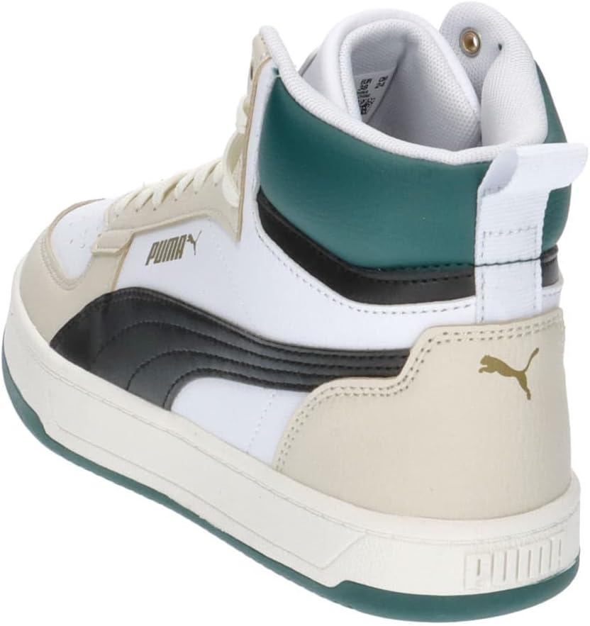 PUMA Unisex Kinder Caven 2.0 Mid Jr Sneaker 37.5 EU Puma White Puma Black Alpine Snow Malachite Gold