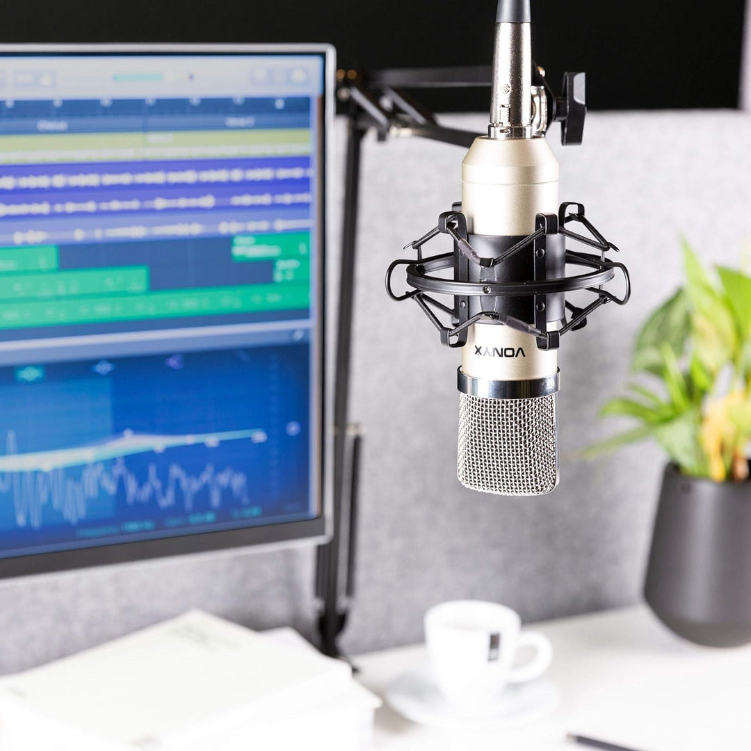 VONYX CM400 Studio Gaming Mikrofon - PC & Streaming, XLR auf 3,5mm Klinke, Popschutz, Kondensator, P