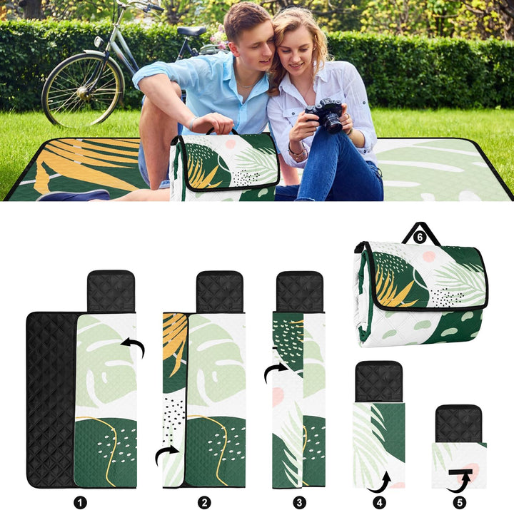 Jopee Picknickdecke Wasserdicht, 200x200 cm Waschbare Campingdecke mit Griff, Gross Outdoor Strandde