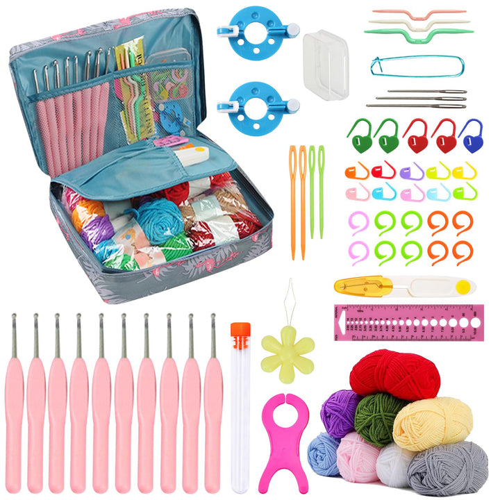 BDSHUNBF 66 Stück Häkelset für Anfänger Häkelnadel Set, Komplettes Strick- und Häkelset für Anfänger