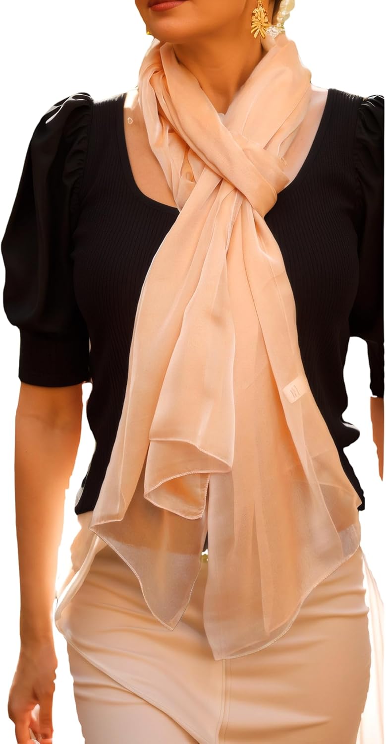 Damen Unifarbe Seidentaft 100% Chiffon Seide festlich Stola Schultertuch Schal für Abendkleider 200