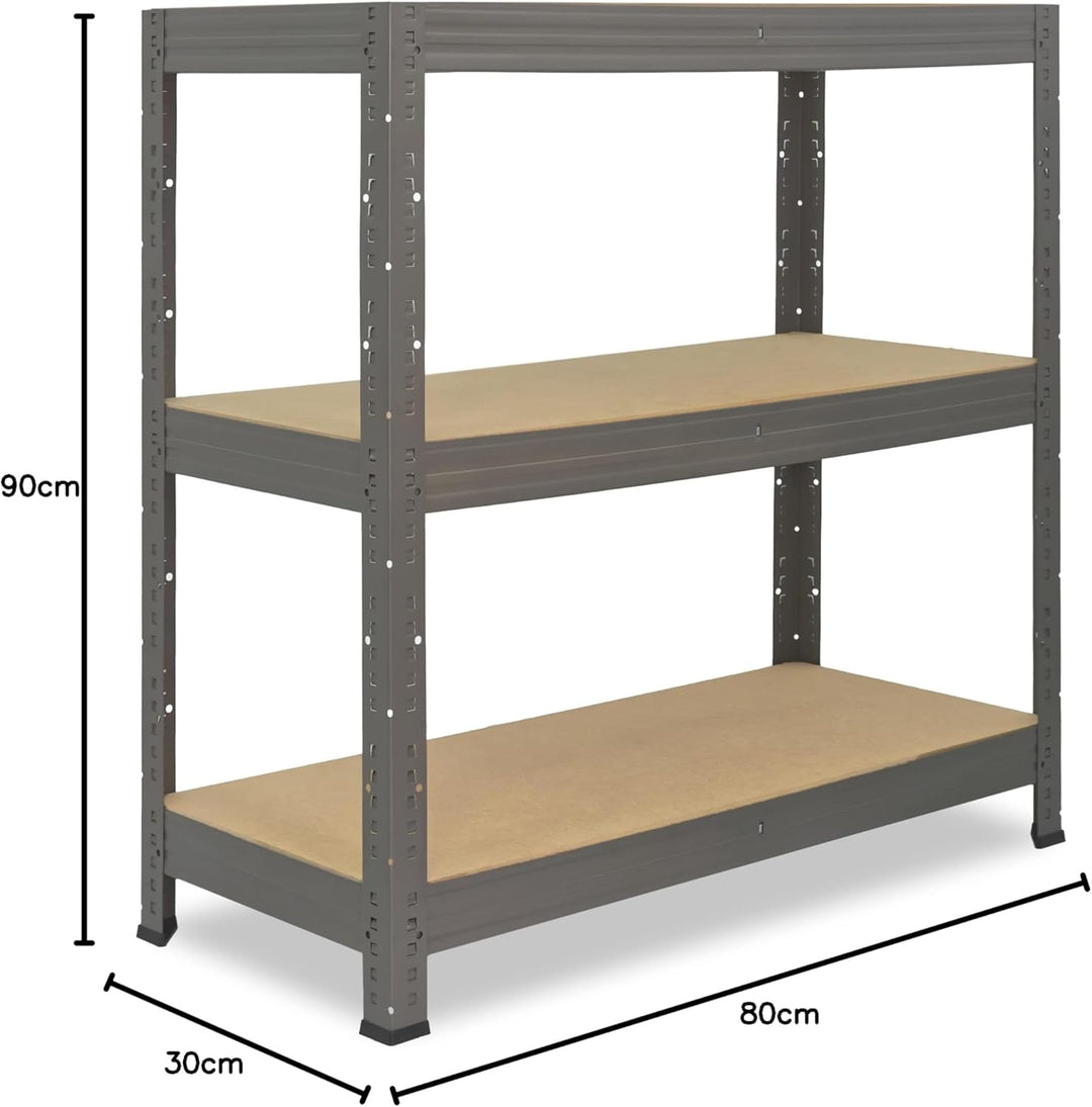 shelfplaza® 90x80x30cm Profi Schwerlastregal grau/Metallregal mit 3 Böden à 200kg Tragkraft/Kellerre