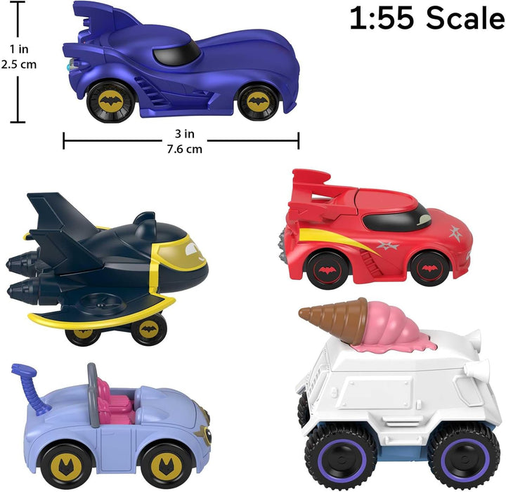 Fisher-Price Bathwheels Fahrzeug Multipack - Batmobil, Redbird, Kitty, Snowy und Batwing im Die-Cast