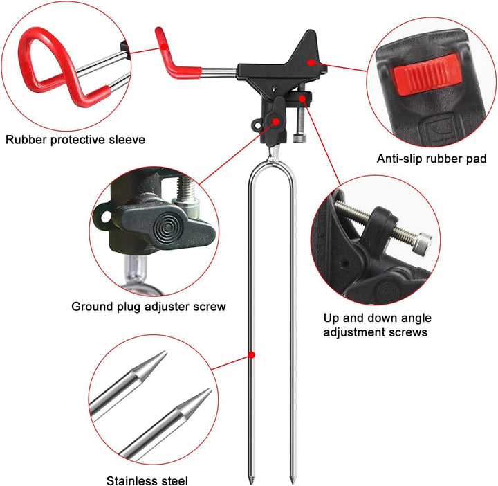 Leeko Rutenhalter, Angelrute Halter 2 Stück Edelstahl Universal Ruten Ständer 360°Verstellbar Angelr