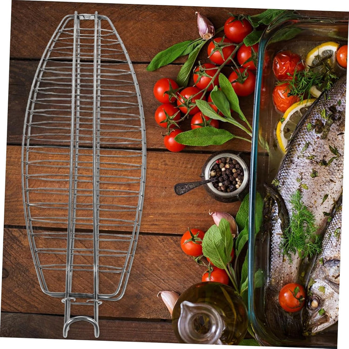 HANABASS Robuster Fischgrillkorb aus Edelstahl Ovalshaped BBQ Grillzubehör für Camping und Picknicks