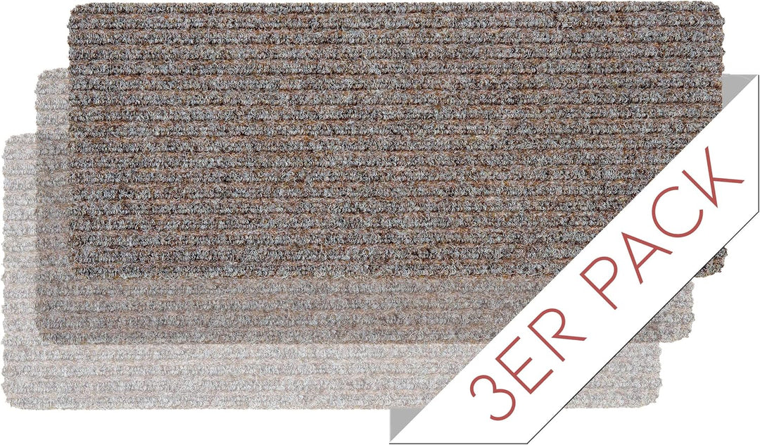 Astra Fussmatte innen beige Schmutzfangmatte rutschfest – Türmatte 25x60 cm 3er Set wasserabweisend