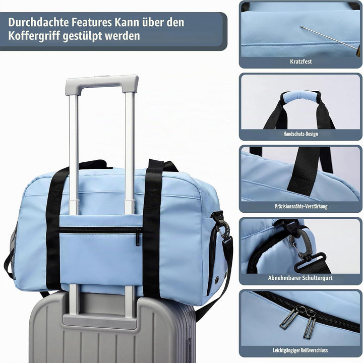 Sporttasche Damen Herren, Reisetasche mit Schuhfach, Trainingstasche mit Nassfach, wasserdichte Week