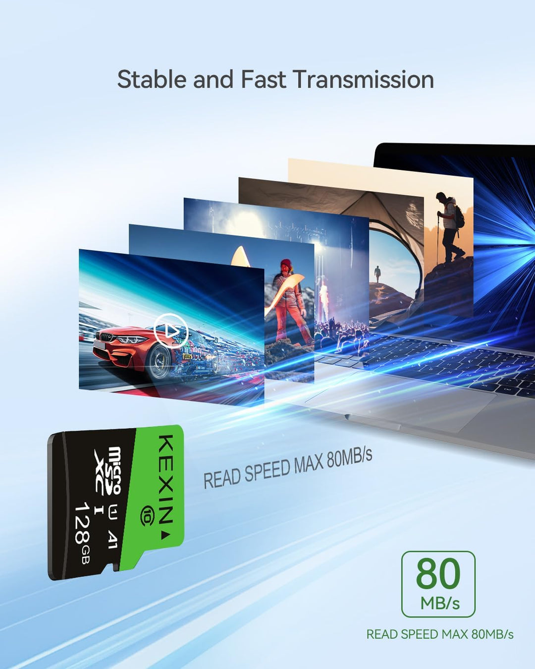 KEXIN Micro SD Karte 128GB 6er Pack, Speicherkarte MicroSDXC Mini SD Karte (A1 C10 U1 4K) Micro SD C
