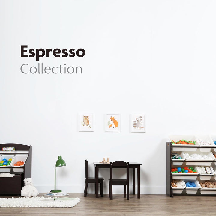 Humble Crew Kinder-Bücherregal aus Holz mit 4 Taschen, Espresso und Weiss Espresso/Weiss, Espresso/W