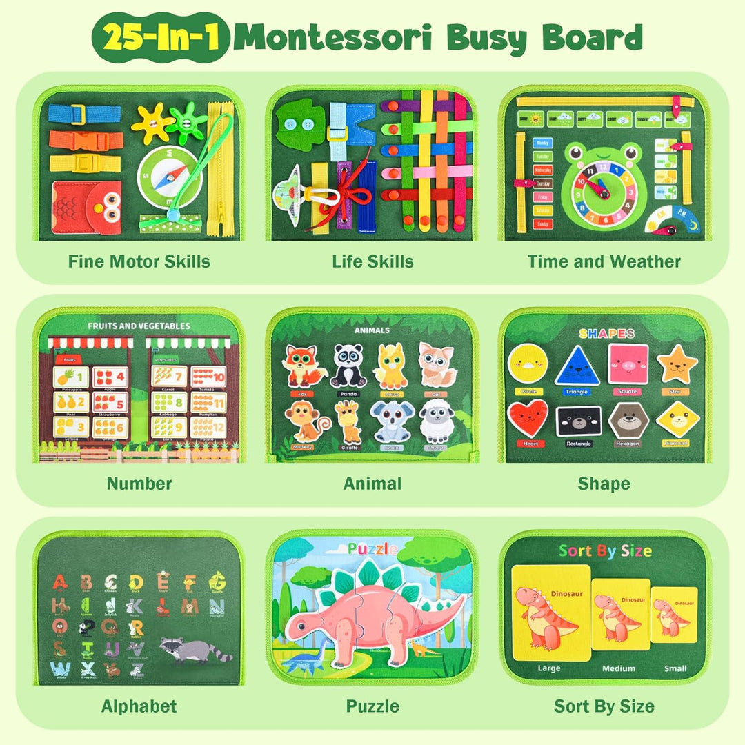 Busy Board Montessori Spielzeug - Motorikbrett & Sensorik Activity Board für Kleinkinder- Reisespiel