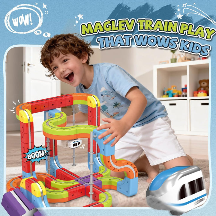 YESHIN Clickrail Electric Train Set, DIY Eisenbahn Elektrisch Cube Track YESHIN Elektrischer Zug Set