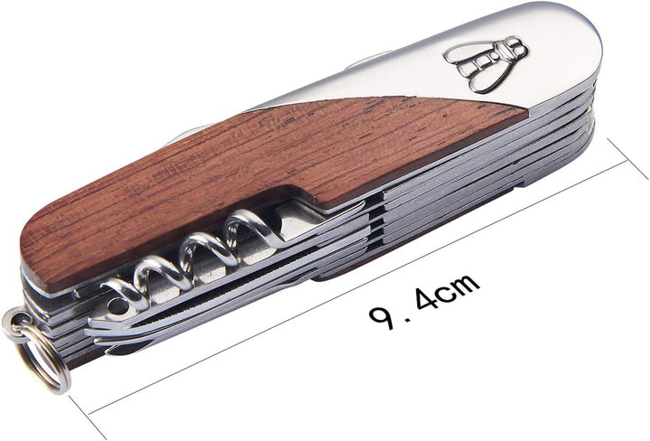 LAGUIOLE - Multifunktionsmesser - Palisandergriff - 11 Funktionen - Mit Ledertasche - - braun